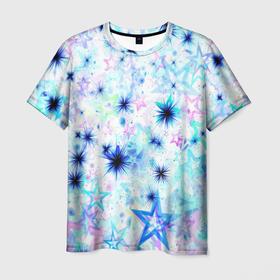 Мужская футболка 3D с принтом Белая ночь, блистай в Петрозаводске, 100% полиэфир | прямой крой, круглый вырез горловины, длина до линии бедер | белая ночь | блестки | звезда | звездное небо | звезды | искра | искры | небо | новый год | узор | фейверк