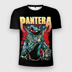 Мужская футболка 3D Slim с принтом Pantera принт. в Белгороде, 100% полиэстер с улучшенными характеристиками | приталенный силуэт, круглая горловина, широкие плечи, сужается к линии бедра | Тематика изображения на принте: pantera | американская металгруппа | грувметал | группа | музыка | пантера | рок | рок группа