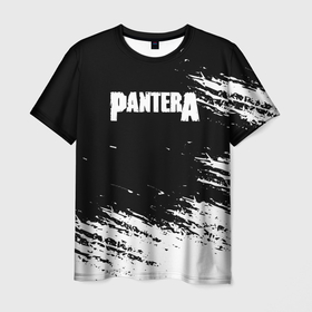 Мужская футболка 3D с принтом Pantera Logo. в Тюмени, 100% полиэфир | прямой крой, круглый вырез горловины, длина до линии бедер | Тематика изображения на принте: pantera | американская металгруппа | грувметал | группа | музыка | пантера | рок | рок группа