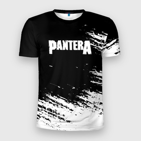 Мужская футболка 3D Slim с принтом Pantera Logo. в Курске, 100% полиэстер с улучшенными характеристиками | приталенный силуэт, круглая горловина, широкие плечи, сужается к линии бедра | pantera | американская металгруппа | грувметал | группа | музыка | пантера | рок | рок группа
