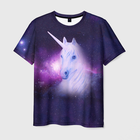 Мужская футболка 3D с принтом Space unicorn | Космический единорог , 100% полиэфир | прямой крой, круглый вырез горловины, длина до линии бедер | space | space unicorn | unicorn | вселенная | единорог | инрог | космический единорог | космос | мифическое существо | туманность