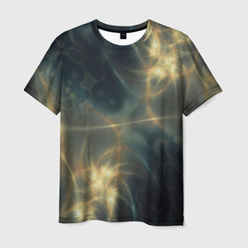 Мужская футболка 3D с принтом Абстрактное свечение в Курске, 100% полиэфир | прямой крой, круглый вырез горловины, длина до линии бедер | абстрактное свечение | абстракция | линии | свет | узор