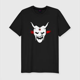 Мужская футболка хлопок Slim с принтом Yokai Oni , 92% хлопок, 8% лайкра | приталенный силуэт, круглый вырез ворота, длина до линии бедра, короткий рукав | Тематика изображения на принте: demon | devil | evil | fantasy | japan | occult | oni | samurai