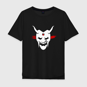 Мужская футболка хлопок Oversize с принтом Yokai Oni в Белгороде, 100% хлопок | свободный крой, круглый ворот, “спинка” длиннее передней части | Тематика изображения на принте: demon | devil | evil | fantasy | japan | occult | oni | samurai