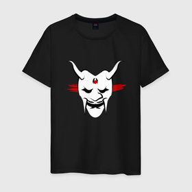 Мужская футболка хлопок с принтом Yokai Oni в Новосибирске, 100% хлопок | прямой крой, круглый вырез горловины, длина до линии бедер, слегка спущенное плечо. | demon | devil | evil | fantasy | japan | occult | oni | samurai
