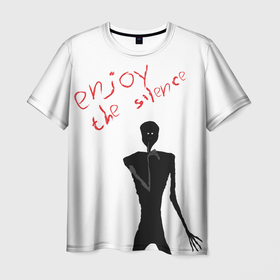 Мужская футболка 3D с принтом Привидение Enjoy the silence , 100% полиэфир | прямой крой, круглый вырез горловины, длина до линии бедер | enjoy the silense | жуть | инопланетянин | привидение