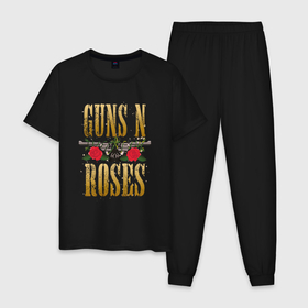 Мужская пижама хлопок с принтом GUNS N ROSES , ГРУППА в Новосибирске, 100% хлопок | брюки и футболка прямого кроя, без карманов, на брюках мягкая резинка на поясе и по низу штанин
 | axl rose | band | geffen records | gnr | guns | guns n roses | gunsnroses | hardrock | metal | music | retro | rock | roses | slash | usa | ганс | гансы | группа | метал | музыка | н | пистолеты | ретро | розез | розы | рок | роуз | роузес | слеш | слэш |