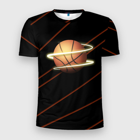 Мужская футболка 3D Slim с принтом Баскетбол life в Курске, 100% полиэстер с улучшенными характеристиками | приталенный силуэт, круглая горловина, широкие плечи, сужается к линии бедра | баскетбол | командная игра | мяч | спорт | хобби