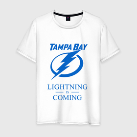 Мужская футболка хлопок с принтом Tampa Bay Lightning is coming, Тампа Бэй Лайтнинг в Новосибирске, 100% хлопок | прямой крой, круглый вырез горловины, длина до линии бедер, слегка спущенное плечо. | hockey | lightning | nhl | tampa bay | tampa bay lightning | usa | лайтнинг | нхл | спорт | сша | тампа бэй | тампа бэй лайтнинг | хоккей | шайба