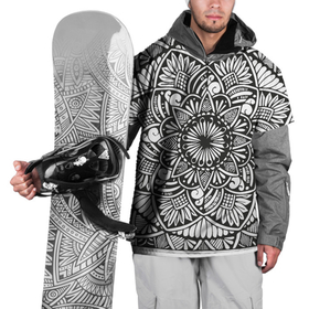 Накидка на куртку 3D с принтом Мандала 2028 1 в Санкт-Петербурге, 100% полиэстер |  | black | mandala | monochrome | mork2028 | zenart | зенарт | монохромный | узор