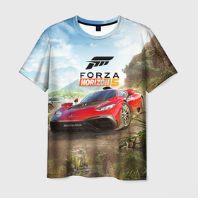Мужская футболка 3D с принтом Forza Horizon 5 AMG в Петрозаводске, 100% полиэфир | прямой крой, круглый вырез горловины, длина до линии бедер | amg | auto | cars | forza | forza horizon | forza horizon 5 | game | horizon | mercedes