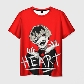 Мужская футболка 3D с принтом Ghoul heart в Тюмени, 100% полиэфир | прямой крой, круглый вырез горловины, длина до линии бедер | anime | kaneki ken | tokyo ghoul | аниме | анимэ | кен канеки | кэн канеки | токийский гуль