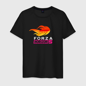 Мужская футболка хлопок с принтом Forza Horizon 5 logo в Кировске, 100% хлопок | прямой крой, круглый вырез горловины, длина до линии бедер, слегка спущенное плечо. | auto | cars | forza | forza horizon | forza horizon 5 | game | horizon