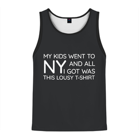 Мужская майка 3D с принтом New York T Shirt в Новосибирске, 100% полиэстер | круглая горловина, приталенный силуэт, длина до линии бедра. Пройма и горловина окантованы тонкой бейкой | america | new york | t shirt | америка | надпись | нью йорк | футболка