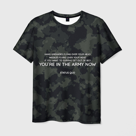 Мужская футболка 3D с принтом ARMY NOW в Белгороде, 100% полиэфир | прямой крой, круглый вырез горловины, длина до линии бедер | army | army now | status quo | армия | камуфляж | музыка | надписи