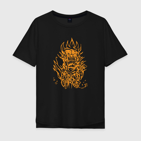 Мужская футболка хлопок Oversize с принтом Hells Gorge , 100% хлопок | свободный крой, круглый ворот, “спинка” длиннее передней части | devil | evil | ад | демон | дъявол | монстр | огонь | пламя | сатана | скелет | череп