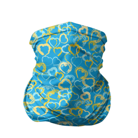 Бандана-труба 3D с принтом Золотые и голубые сердца на небесно синем фоне в Курске, 100% полиэстер, ткань с особыми свойствами — Activecool | плотность 150‒180 г/м2; хорошо тянется, но сохраняет форму | blue backgr | colored | different | festive | gold | hearts | love | lovers | many | spring | valentines day | watercolor | yellow | акварельные | весна | влюбленные | день святого валентина | желтые | золотые | лазурный | любовь | много | п