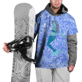 Накидка на куртку 3D с принтом Русалка в море в Тюмени, 100% полиэстер |  | Тематика изображения на принте: вода | море | океан | русалка | синий | фэнтази