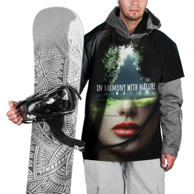 Накидка на куртку 3D с принтом in harmony with nature , 100% полиэстер |  | Тематика изображения на принте: арт | гармония | лес | лицо | мысли | природа