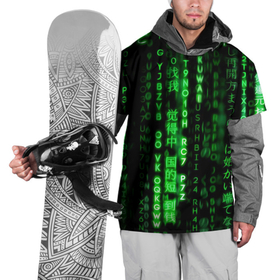 Накидка на куртку 3D с принтом ЗЕЛЁНЫЙ НЕОН НА ЧЁРНОМ в Курске, 100% полиэстер |  | буквы | надпись | неон | сияние | слова | цифры