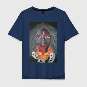 Мужская футболка хлопок Oversize с принтом Богиня Кали в Курске, 100% хлопок | свободный крой, круглый ворот, “спинка” длиннее передней части | богиня | индия | кали | махакали | портрет