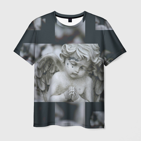 Мужская футболка 3D с принтом Angel Lil Peep GBC в Курске, 100% полиэфир | прямой крой, круглый вырез горловины, длина до линии бедер | angel | gustav ahr | lil | lil peep | peep | ангел | лил пип | лилпип | реп | рэп | скульптура ангела | тату лилпапа | хипхоп | эморэп