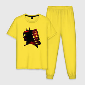 Мужская пижама хлопок с принтом Batman Hero silhouette в Белгороде, 100% хлопок | брюки и футболка прямого кроя, без карманов, на брюках мягкая резинка на поясе и по низу штанин
 | Тематика изображения на принте: batman | batman 2022 | bruce wayne | cat woman | catwoman | dc | dc comics | gotham | joker | statwb | warner | бетмен 2022 | брюс уэйн | бэтмен | бэтмен 2022 | готэм | джокер | диси | женщина кошка | злодей | комиксы | комиксы диси