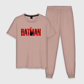 Мужская пижама хлопок с принтом Логотип Бэтмена 2022 в Новосибирске, 100% хлопок | брюки и футболка прямого кроя, без карманов, на брюках мягкая резинка на поясе и по низу штанин
 | batman | batman 2022 | bruce wayne | cat woman | catwoman | dc | dc comics | gotham | joker | statwb | warner | бетмен 2022 | брюс уэйн | бэтмен | бэтмен 2022 | готэм | джокер | диси | женщина кошка | злодей | комиксы | комиксы диси