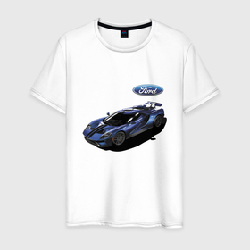 Мужская футболка хлопок с принтом Ford   Racing team   Motorsport , 100% хлопок | прямой крой, круглый вырез горловины, длина до линии бедер, слегка спущенное плечо. | brend | car | ford | motorsport | performance | prestige | racing | team | usa | автомобиль | автоспорт | бренд | представление | престиж | сша | форд
