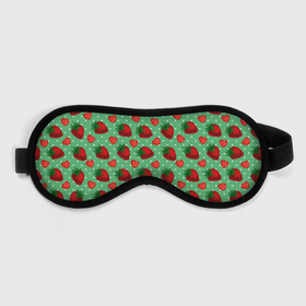 Маска для сна 3D с принтом Клубника на зеленом фоне в Курске, внешний слой — 100% полиэфир, внутренний слой — 100% хлопок, между ними — поролон |  | клубника | клубничка | лето | сладкая | ягода | ягоды