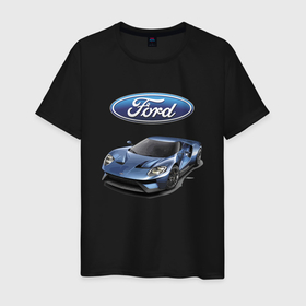 Мужская футболка хлопок с принтом Ford   legendary racing team в Курске, 100% хлопок | прямой крой, круглый вырез горловины, длина до линии бедер, слегка спущенное плечо. | car | ford | motorsport | performance | prestige | racing | team | usa | автомобиль | автоспорт | бренд | представление | престиж | сша | форд