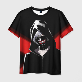 Мужская футболка 3D с принтом Ghoul red line в Тюмени, 100% полиэфир | прямой крой, круглый вырез горловины, длина до линии бедер | anime | kaneki ken | tokyo ghoul | аниме | анимэ | кен канеки | кэн канеки | токийский гуль