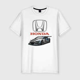 Мужская футболка хлопок Slim с принтом Honda   Racing team в Кировске, 92% хлопок, 8% лайкра | приталенный силуэт, круглый вырез ворота, длина до линии бедра, короткий рукав | honda | japan | motorsport | racing | team | автоспорт | гонка | хонда | япония