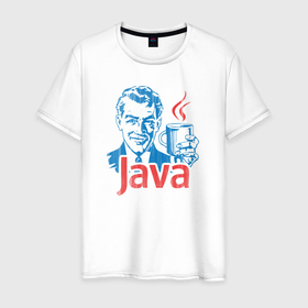 Мужская футболка хлопок с принтом JAVA программиста в Новосибирске, 100% хлопок | прямой крой, круглый вырез горловины, длина до линии бедер, слегка спущенное плечо. | coder | it people | айтишники | гик | информатик | ит специалист | кодер | кодировщик | прогер | программист