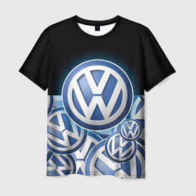 Мужская футболка 3D с принтом Volkswagen | Большое лого | паттерн , 100% полиэфир | прямой крой, круглый вырез горловины, длина до линии бедер | emblema | logo | patern | pattern | volkswagen | vw | авто | автомобиль | ам | бренд | емблема | лого | логотип | машина | машины | народный автомобиль | патерн | паттерн | фольксваген | эмблема