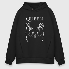 Мужское худи Oversize хлопок с принтом Queen Рок кот в Екатеринбурге, френч-терри — 70% хлопок, 30% полиэстер. Мягкий теплый начес внутри —100% хлопок | боковые карманы, эластичные манжеты и нижняя кромка, капюшон на магнитной кнопке | Тематика изображения на принте: queen | quen | rock | брайан мэи | группа queen | группа квин | джон дикон | квин | королева | король | роджер тейлор | рок | фредди меркьюри
