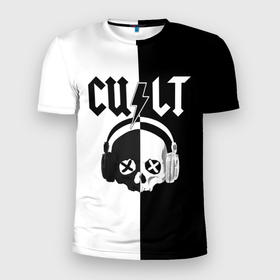 Мужская футболка 3D Slim с принтом TDG | CU LT | AC DC в Екатеринбурге, 100% полиэстер с улучшенными характеристиками | приталенный силуэт, круглая горловина, широкие плечи, сужается к линии бедра | acdc | cult | rock | scull | tdg | асдс | исидиси | культ | рок | череп
