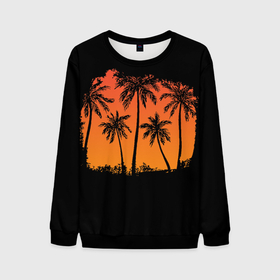 Мужской свитшот 3D с принтом Пальмы на пляже в Кировске, 100% полиэстер с мягким внутренним слоем | круглый вырез горловины, мягкая резинка на манжетах и поясе, свободная посадка по фигуре | beach | palm trees | лето | пальмы | пляж