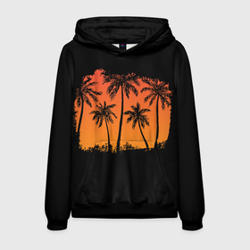 Мужская толстовка 3D с принтом Пальмы на пляже , 100% полиэстер | двухслойный капюшон со шнурком для регулировки, мягкие манжеты на рукавах и по низу толстовки, спереди карман-кенгуру с мягким внутренним слоем. | beach | palm trees | лето | пальмы | пляж