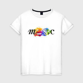 Женская футболка хлопок с принтом Music цветная в Курске, 100% хлопок | прямой крой, круглый вырез горловины, длина до линии бедер, слегка спущенное плечо | краска | музыка | музыкант | музыканты | нота | ноты | символ | символы