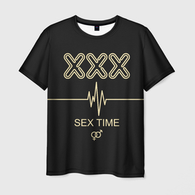 Мужская футболка 3D с принтом Sex Time в Курске, 100% полиэфир | прямой крой, круглый вырез горловины, длина до линии бедер | erotic | love | playboy | для влюбленных | любовь | отношения | плейбой | подарок любви | поцелуй | прикол | пульс | романтика | садо мазо | свидание | се