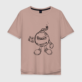 Мужская футболка хлопок Oversize с принтом Бомба Бум в Екатеринбурге, 100% хлопок | свободный крой, круглый ворот, “спинка” длиннее передней части | арт | бомба | бум | взрыв | карикатура | рисунок