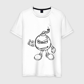 Мужская футболка хлопок с принтом Бомба Бум в Санкт-Петербурге, 100% хлопок | прямой крой, круглый вырез горловины, длина до линии бедер, слегка спущенное плечо. | арт | бомба | бум | взрыв | карикатура | рисунок