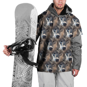 Накидка на куртку 3D с принтом Морда волка паттерн в Санкт-Петербурге, 100% полиэстер |  | Тематика изображения на принте: wolf | волк | волки | паттрен | пес | собаки