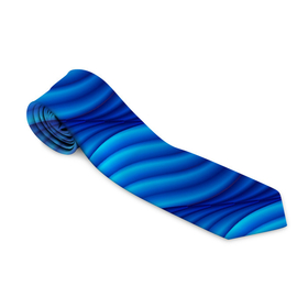 Галстук 3D с принтом Синие абстрактные волны в Екатеринбурге, 100% полиэстер | Длина 148 см; Плотность 150-180 г/м2 | абстракт | волны | волны синие | линии | море