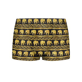 Мужские трусы 3D с принтом золотые слоны в Екатеринбурге, 50% хлопок, 50% полиэстер | классическая посадка, на поясе мягкая тканевая резинка | gold | золото | золотой слон | паттерн | слоны | текстуры