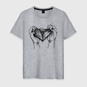 Мужская футболка хлопок с принтом LOVE END в Курске, 100% хлопок | прямой крой, круглый вырез горловины, длина до линии бедер, слегка спущенное плечо. | heart | love | измена | конец | любовь | отношения | половина | разлука | разрыв | сердце | чувства