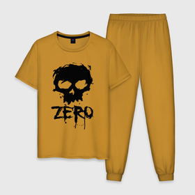 Мужская пижама хлопок с принтом Zero   skull , 100% хлопок | брюки и футболка прямого кроя, без карманов, на брюках мягкая резинка на поясе и по низу штанин
 | blot | hype | orbits | skull | zero | глазницы | клякса | ноль | хайп | череп