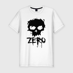 Мужская футболка хлопок Slim с принтом Zero   skull в Петрозаводске, 92% хлопок, 8% лайкра | приталенный силуэт, круглый вырез ворота, длина до линии бедра, короткий рукав | blot | hype | orbits | skull | zero | глазницы | клякса | ноль | хайп | череп