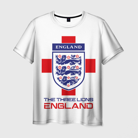 Мужская футболка 3D с принтом Сборная Англии по футболу , 100% полиэфир | прямой крой, круглый вырез горловины, длина до линии бедер | football | soccer | uefa | world cup | англия | сборная англии | форма | формы | футбол